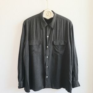 VTG Women Unisex Oversized Mack Moloudji Longsleeve Rayon Charcoul Shirt